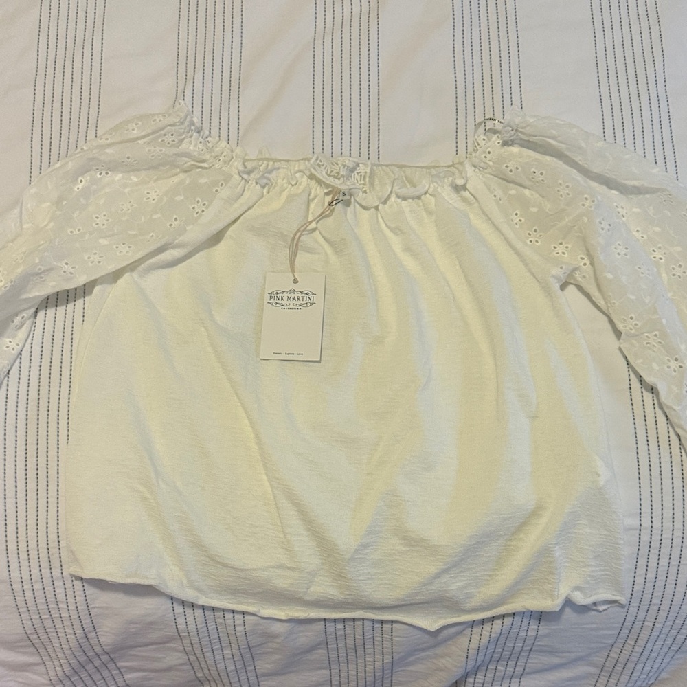 Pink Martini Cream Off-Shoulder Blouse